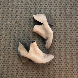 Gray/Brown Ankle Booties with Block Heel